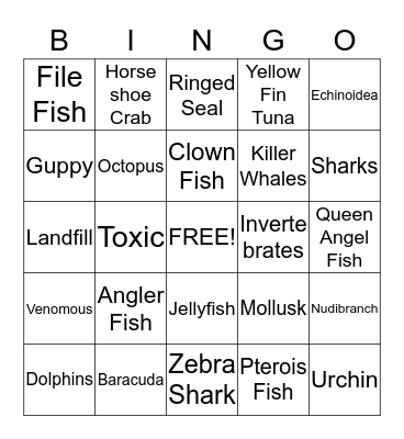 Under The Sea Bingo Card