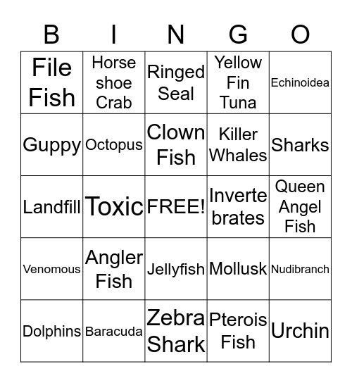 Under The Sea Bingo Card