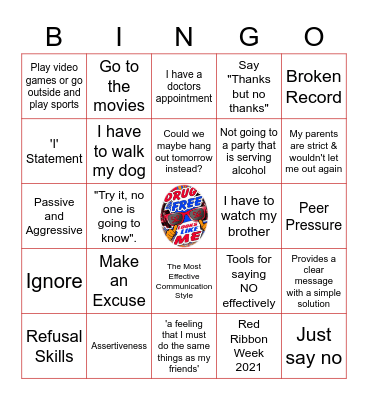 Refusal Skills Bingo Card