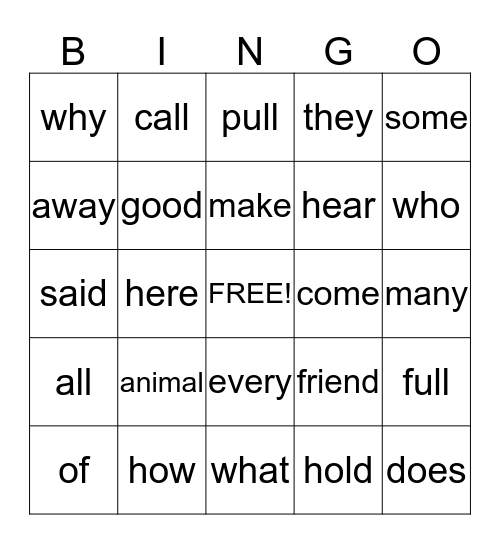 Lesson 7 Bingo Card