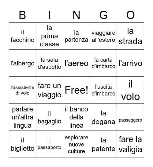 Viaggio in Italia Bingo Card
