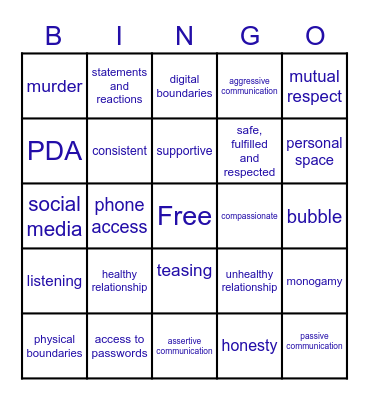 Boundaries Overview Bingo Card