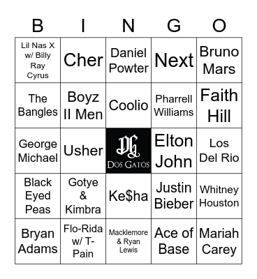 v56 BILLBOARD POP Bingo Card