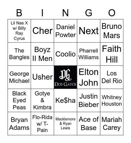 v56 BILLBOARD POP Bingo Card
