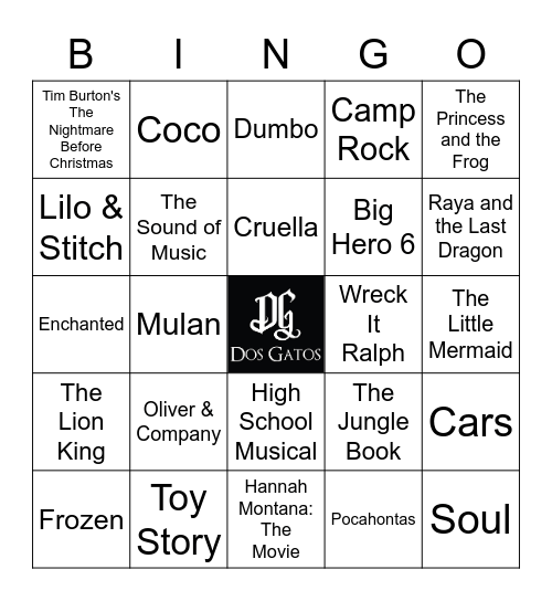 v63 DISNEY MOVIES Bingo Card