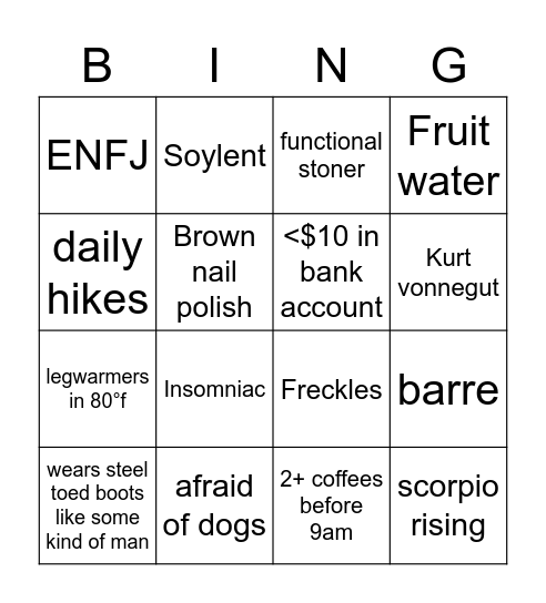 Whitetrash_waif Bingo Card