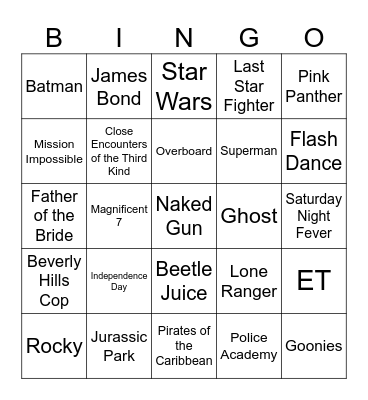 Ultimate Movie Theme Bingo Card