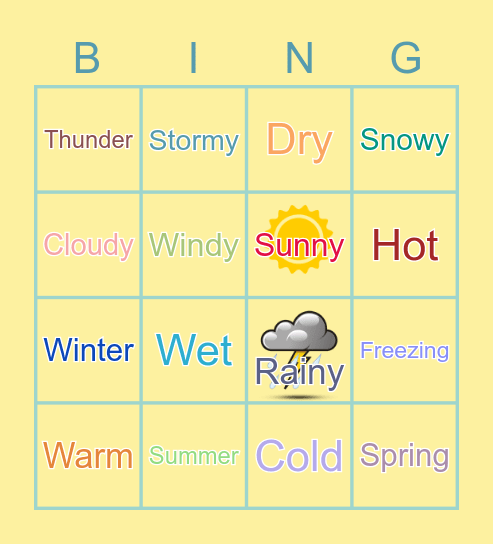 Season & Weather Bingo Card