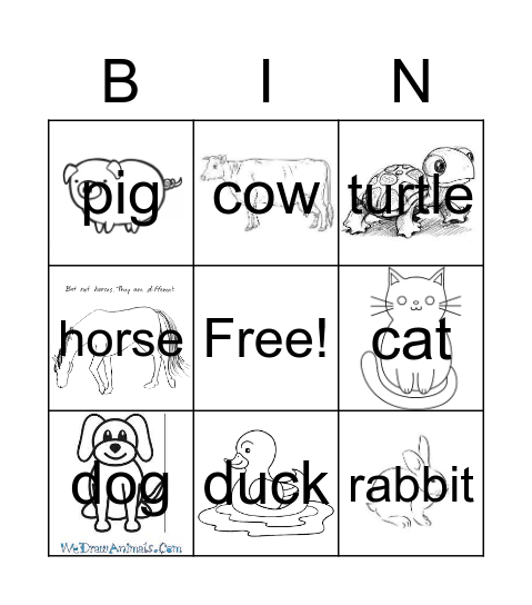 I Went Walking Bingo Card