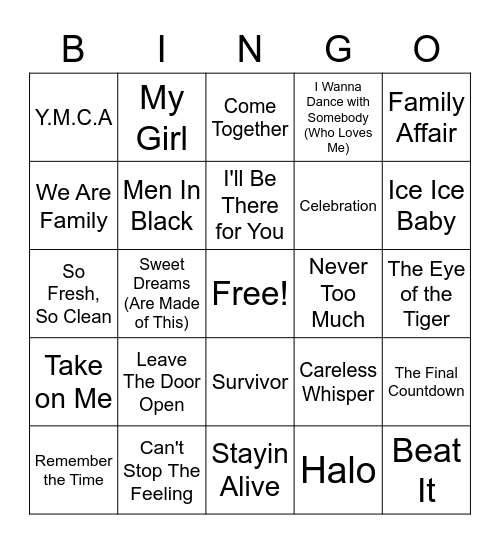 United Networking JC - Name That Tune #1 Bingo Card