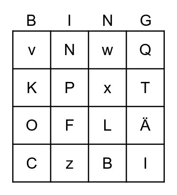 Das Alphabet Bingo Card