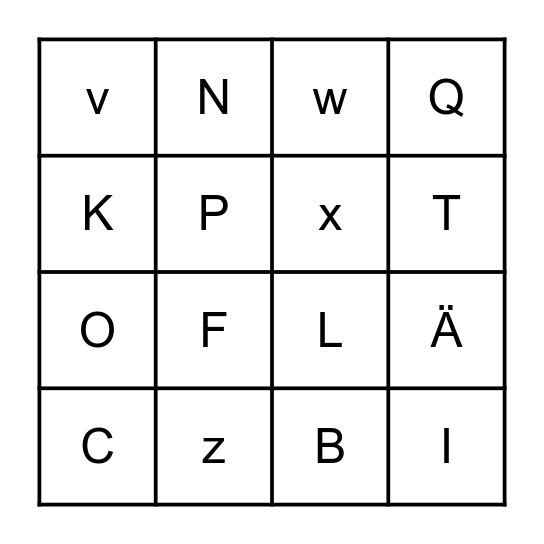 Das Alphabet Bingo Card