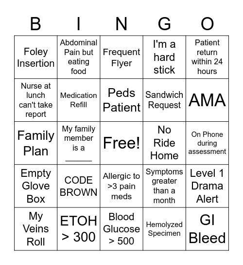 ER BINGO Card