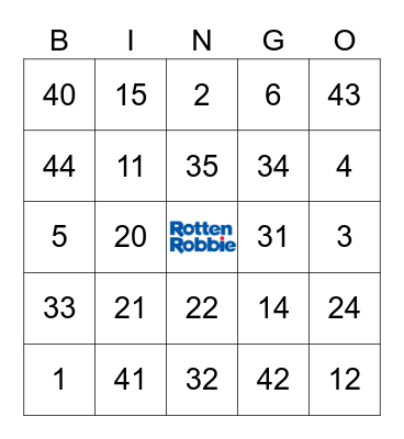 Rotten Robbie Annual Picnic Bingo Card