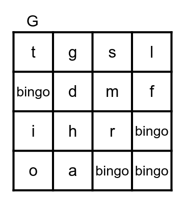 Letter Sound Bingo Card