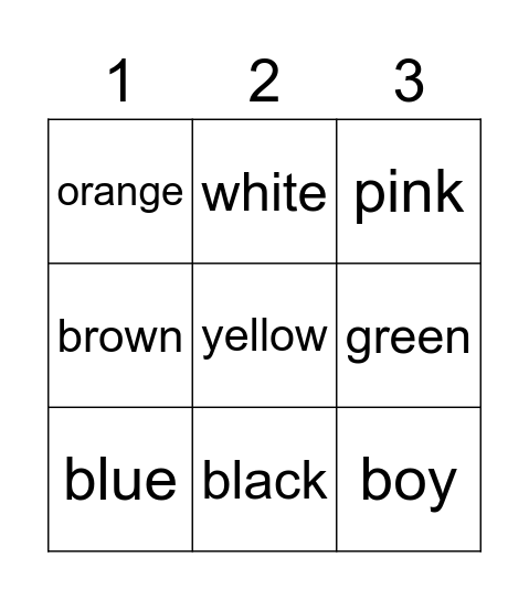 Color Bingo Card