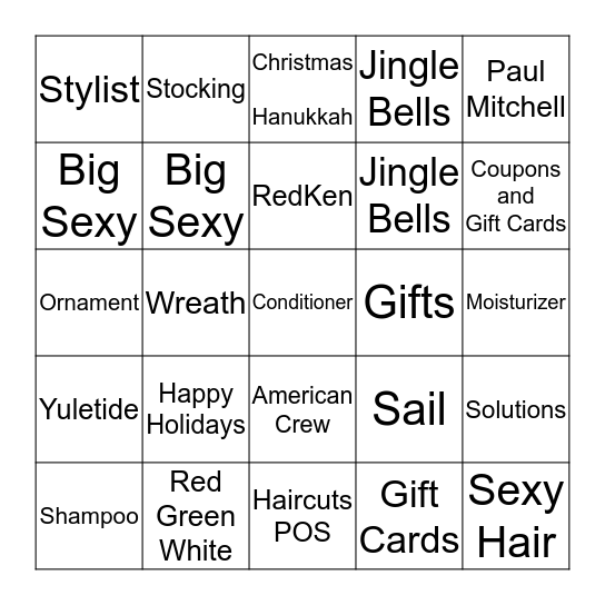 Salon Holiday Bingo Card