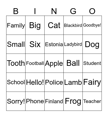 Let's play! Bingo Card