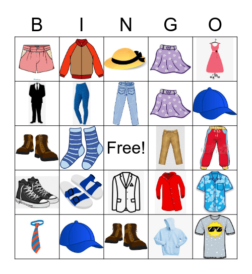 Les vêtements Bingo Card