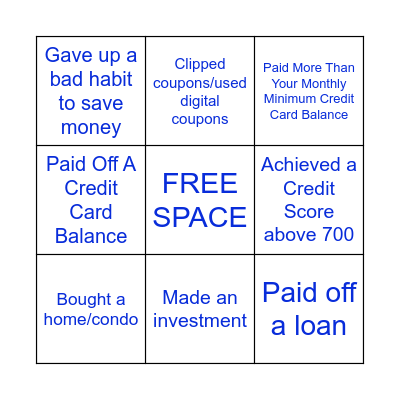 Financial Year Goals Bingo Card