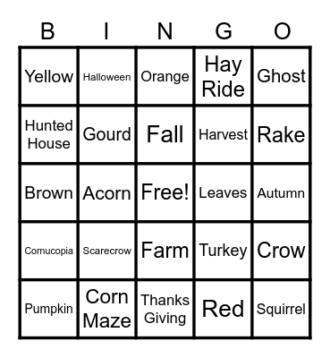 Scarecrow Bingo Card