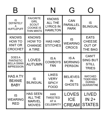 DUCKWORTH BINGO v2.0 Bingo Card