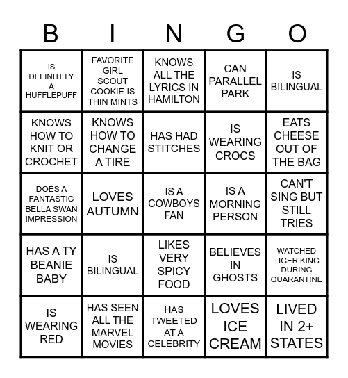 DUCKWORTH BINGO v2.0 Bingo Card