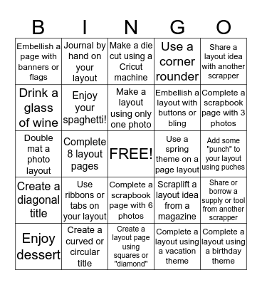 Scrappers Bingo Card