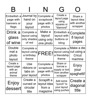 Scrappers Bingo Card