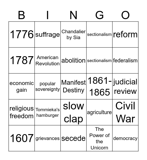 Warmup 4/18 Bingo Card