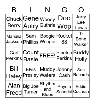 Roots of Rock  Bingo Card