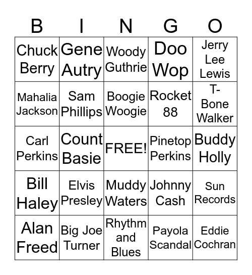Roots of Rock  Bingo Card
