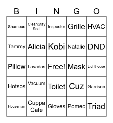 Housekeeping Week! Bingo Card