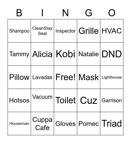 Housekeeping Week! Bingo Card