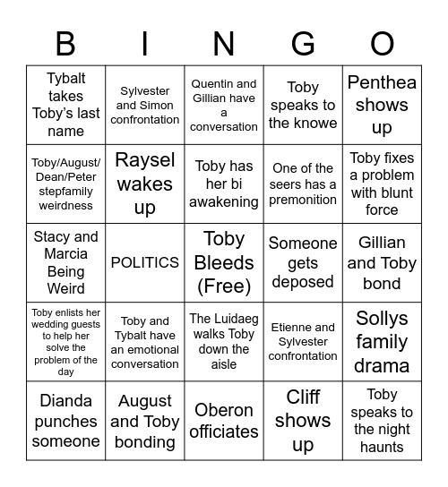 When Sorrows Come Bingo Card