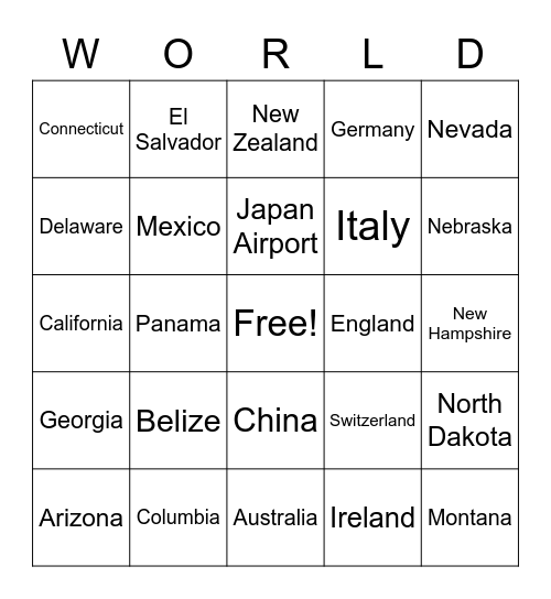 AROUND THE WORLD IN 80 YEARS Bingo Card