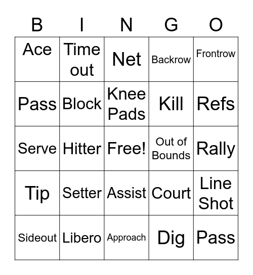 Wes-Del Volleyball Bingo Card
