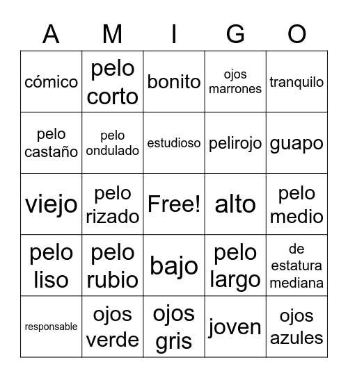 AMIGO BINGO Card