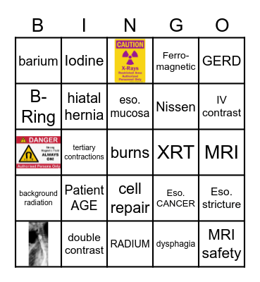 GI Radiology Bingo Card