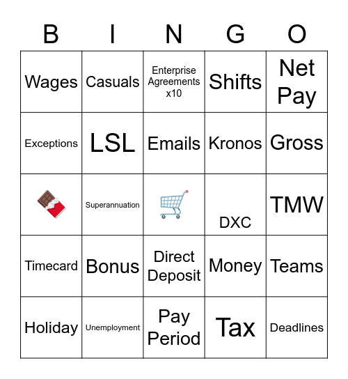 National Payroll Week BINGO Card