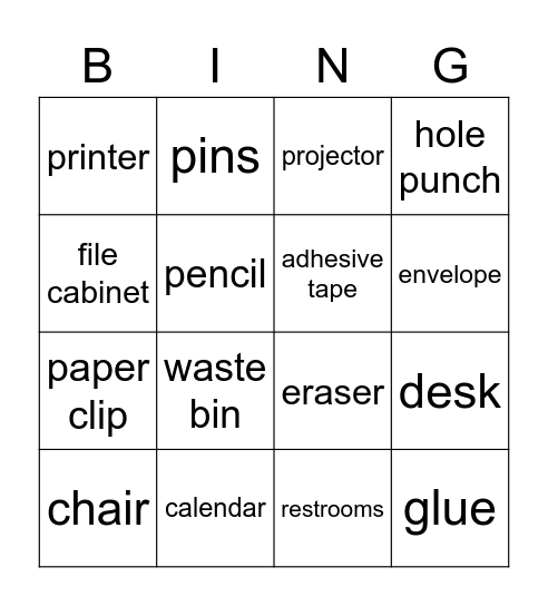 Office equipment Bingo Card