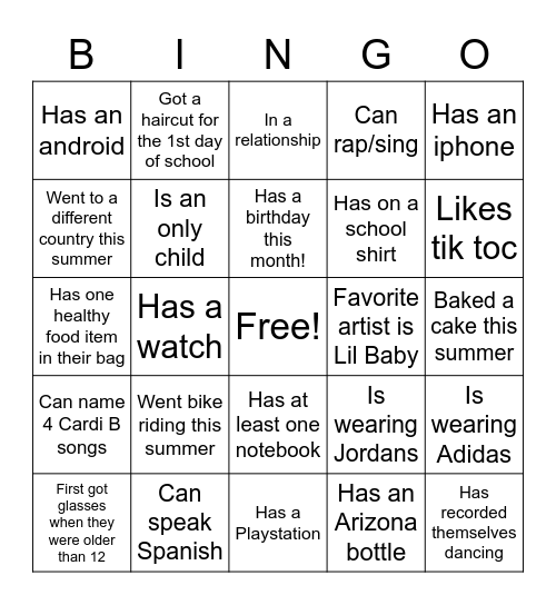 Ice-Ice Breaker! Bingo Card