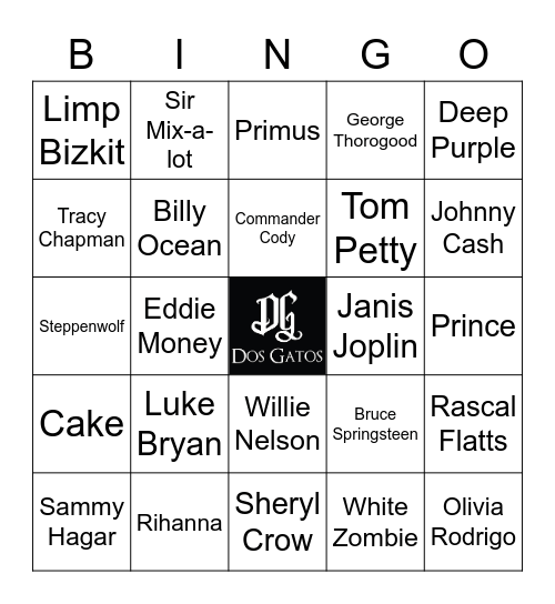 v71 CAR SONGS Bingo Card