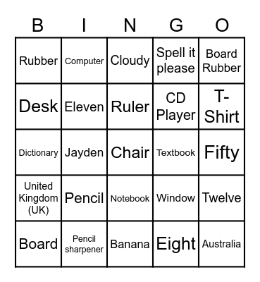 Bingo go go go Bingo Card