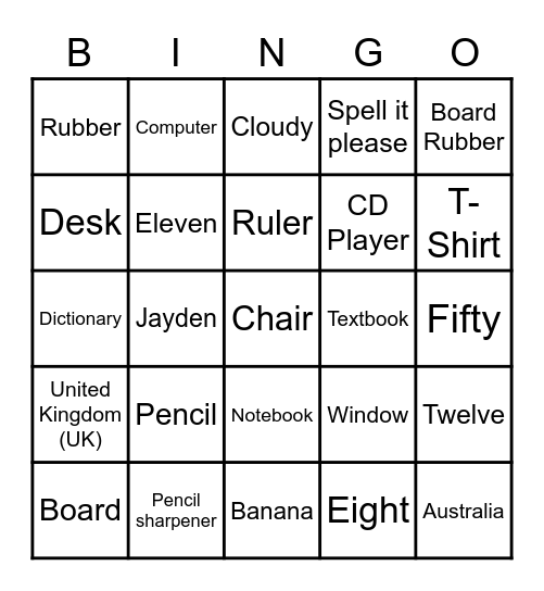 Bingo go go go Bingo Card