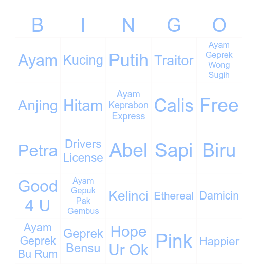 Dayi. Bingo Card