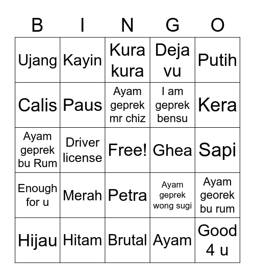 DAMCIL Bingo Card