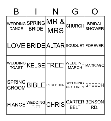 bridal bingo