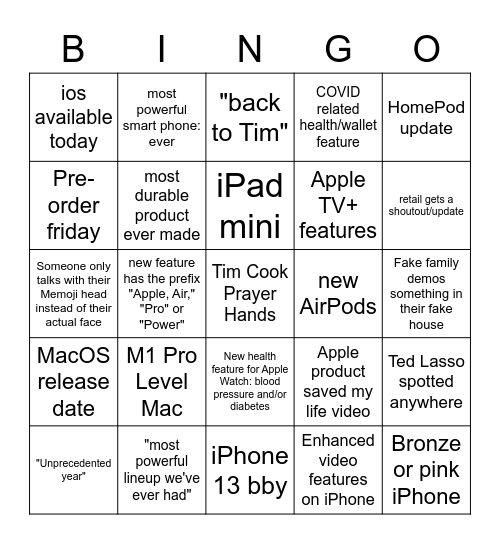 Event Bingo Card