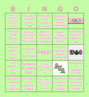 ALPHA KAPPA ALPHA SORORITY, INC Bingo Card